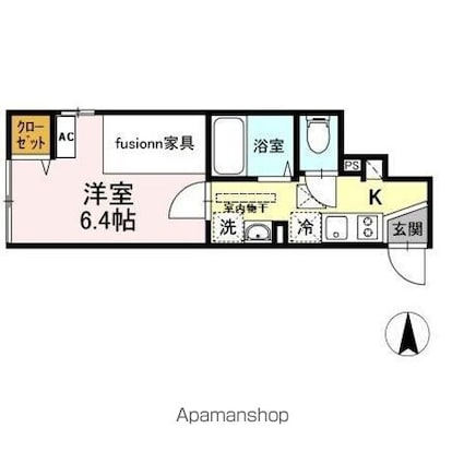 ＭＩＪＡＳ　ＫａｍｅａｒｉーＥＳＴＥ[1K/21.53m2]の間取図