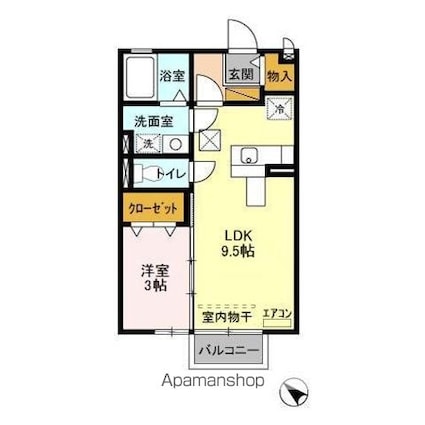 シャルムプランタン[1LDK/33.51m2]の間取図