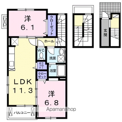 ベストウォール篠原[2LDK/64.55m2]の間取図