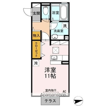 ハピネス２[1R/33.67m2]の間取図