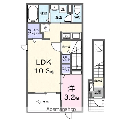 上月ハイツ[1LDK/37.63m2]の間取図