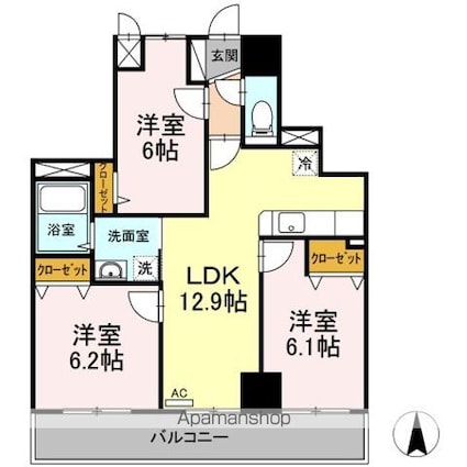 クレ・エスポワール[3LDK/66.8m2]の間取図