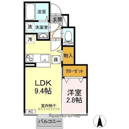 Ｒｉｖｅｒ　Ｗｅｓｔ[1LDK/31.31m2]の間取図