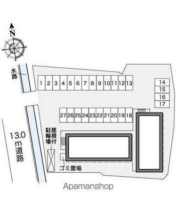 レオパレスミルコワンリビエール[1K/22.35m2]の配置図