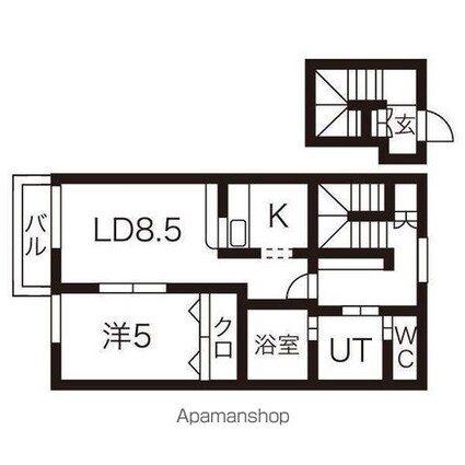 ジャンティ泉Ａ棟[1LDK/45.54m2]の間取図