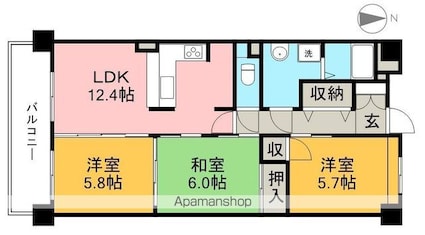 パールリバー[3LDK/68m2]の間取図