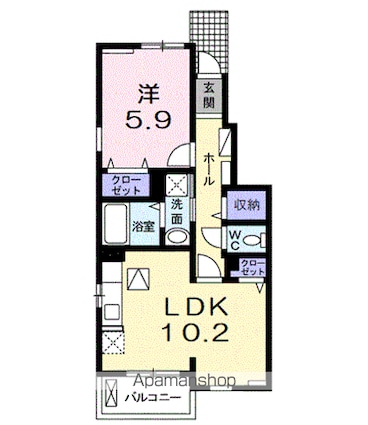 グリーン琥珀　Ⅱ[1LDK/43.1m2]の間取図