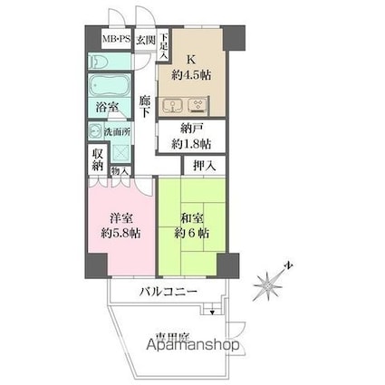 藤和シティホームズ新宿余丁町[2SDK/50.05m2]の間取図