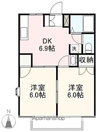 シャルムＭ[2DK/40.04m2]の間取図