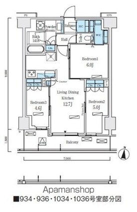 ロイヤルパークス赤羽ノース[3LDK/65.5m2]の間取図
