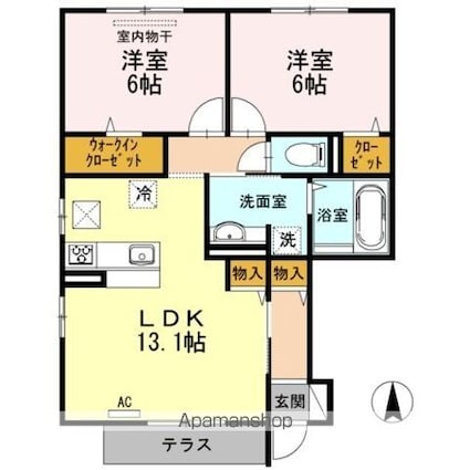 カトルセゾン[2LDK/60.7m2]の間取図