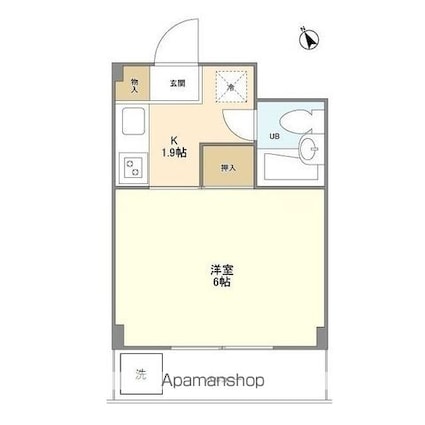 鎌伊ハイツ[1K/17.28m2]の間取図