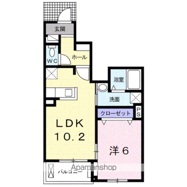 ハピネス　ウエストⅡ[1LDK/41.24m2]の間取図