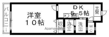 フォルテ姫原[1K/34.3m2]の間取図
