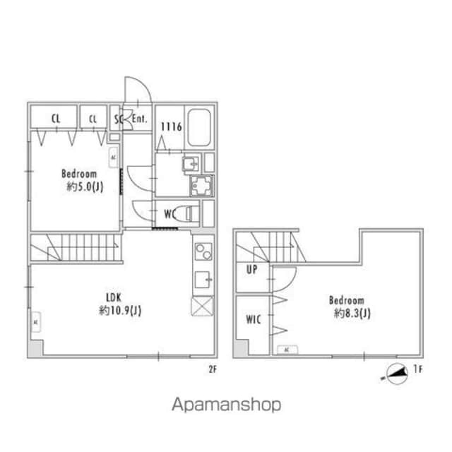 ＰＡＳＥＯ下北沢代沢Ⅱ[2LDK/58.24m2]の間取図