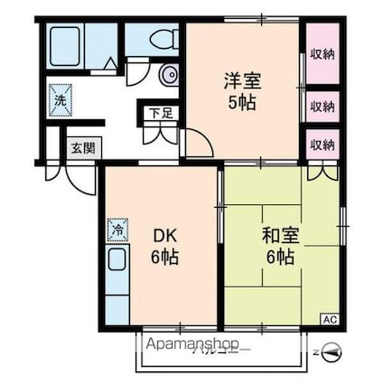 エステートロイヤル１号棟[2DK/41.61m2]の間取図