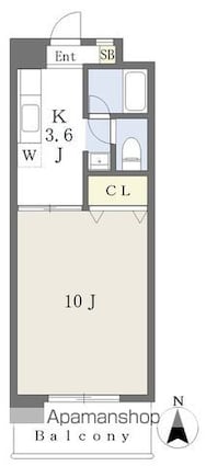 エンゼルコート２１[1DK/31.5m2]の間取図
