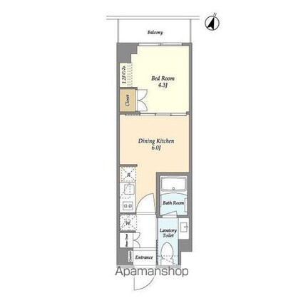 ベルファース駒沢三丁目[1DK/25.28m2]の間取図