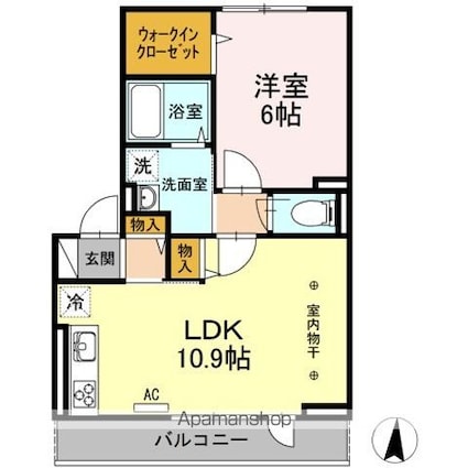 コージーコート・Ｆ[1LDK/42.75m2]の間取図