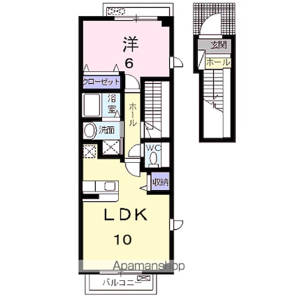 広島県福山市南今津町[1LDK/48.22m2]の間取図