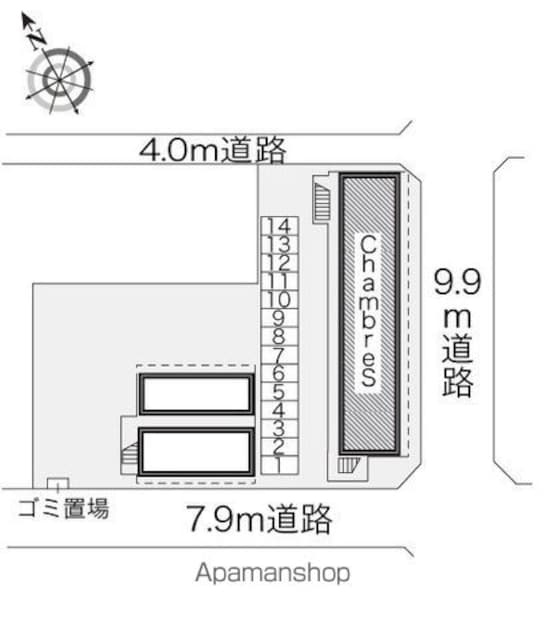 レオパレスＣｈａｍｂｒｅ　Ｓ[1K/23.18m2]の配置図