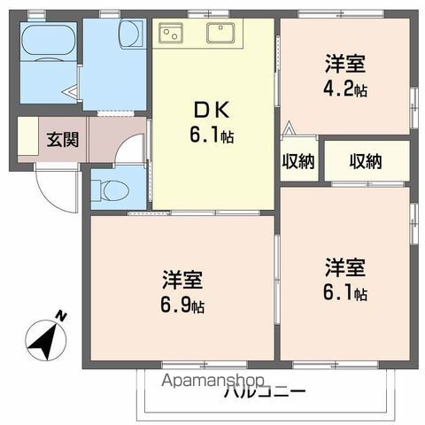 ヴィ・ラフィネ旗ヶ崎2号館の間取り写真