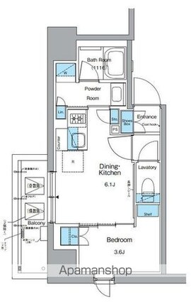 ルフォンプログレ上野御徒町[1DK/28.13m2]の間取図