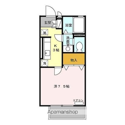 レーヴ平和台[1K/26.71m2]の間取図