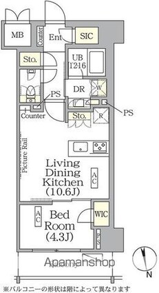 東京都新宿区東五軒町[1LDK/40.37m2]の間取図