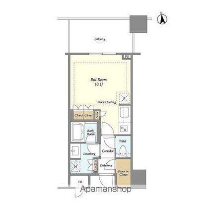白金ザ・スカイ　Ｅａｓｔ[1R/31.01m2]の間取図