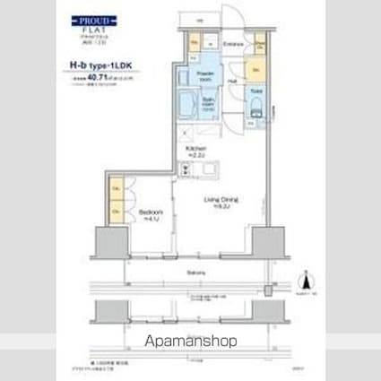 プラウドフラット四谷三丁目[1LDK/40.71m2]の間取図