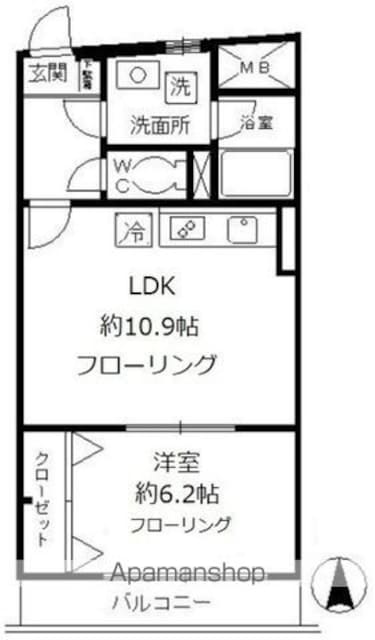 ローズガーデン[1LDK/41.91m2]の間取図