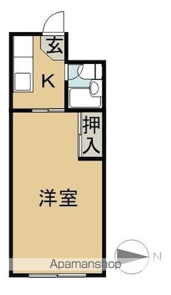 キャンパスひまわり住吉[1DK/22m2]の間取図
