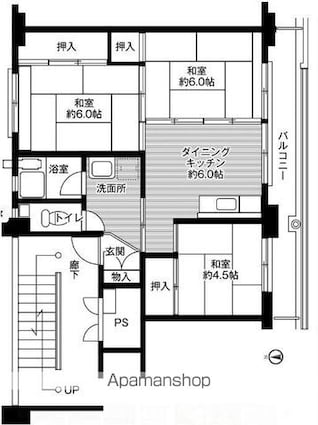 ビレッジハウス野間田１号棟[3DK/53.08m2]の間取図