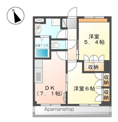 彩城Ｂ[2DK/45.36m2]の間取図
