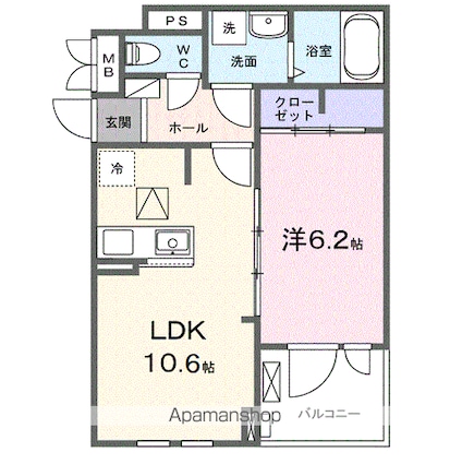 フルール彦根[1LDK/40.14m2]の間取図