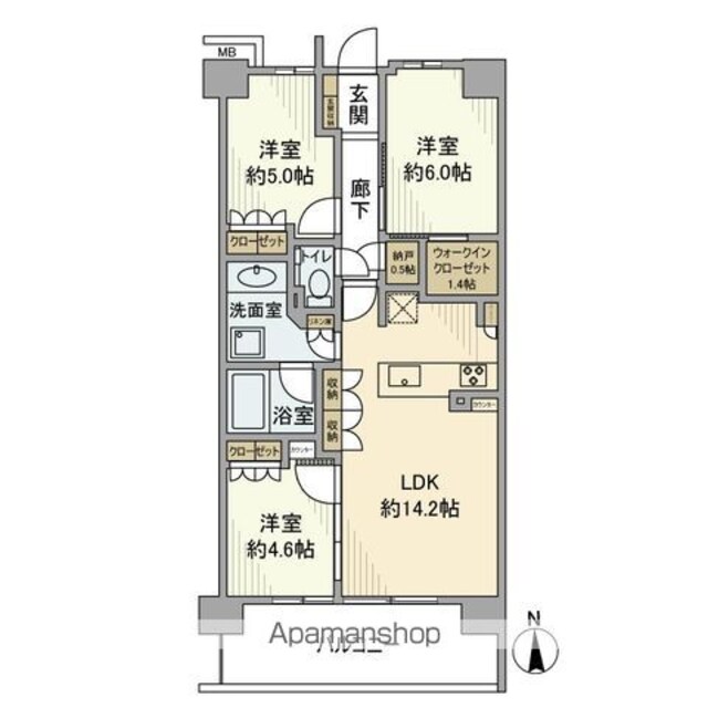 東京都杉並区井草４丁目[3LDK/68.64m2]の間取図