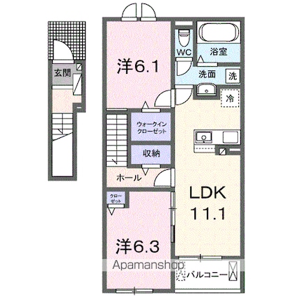 メゾンベールＡ[2LDK/58.6m2]の間取図