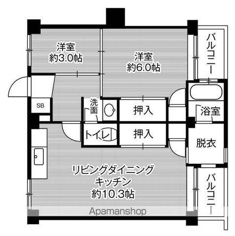ビレッジハウス古賀２号棟の間取り