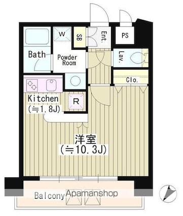 ＳＵＮ恵比寿[1K/29.25m2]の間取図