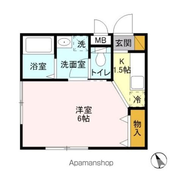クレール[1K/23.21m2]の間取図