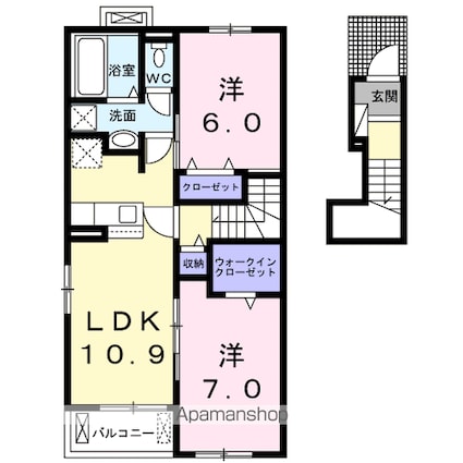 アラドハント　Ｄ[2LDK/58.67m2]の間取図
