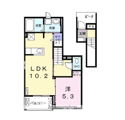 ブリーズ[1LDK/42.59m2]の間取図