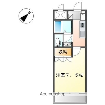 レイクデッキ☆ｙｓ[1K/24.75m2]の間取図