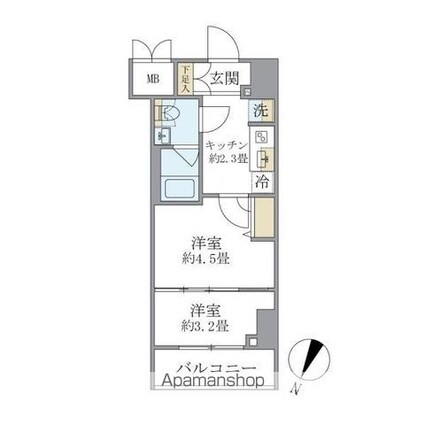 エレミ本蓮沼[2K/25.25m2]の間取図