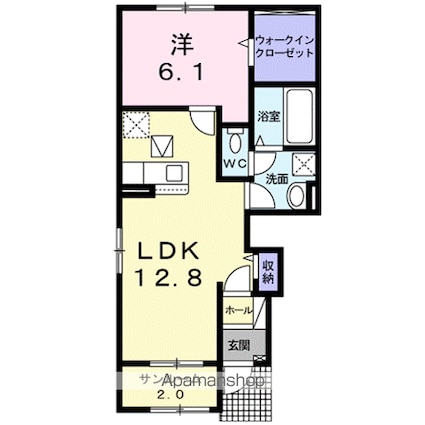 シャレム・オール　Ｋ[1LDK/50.13m2]の間取図