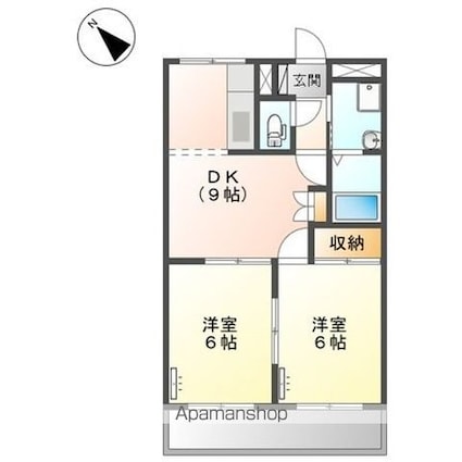 グリーンハイムＫ[2LDK/44.88m2]の間取図
