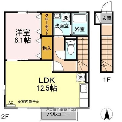 ＤーＲｏｏｍ華[1LDK/49.09m2]の間取図