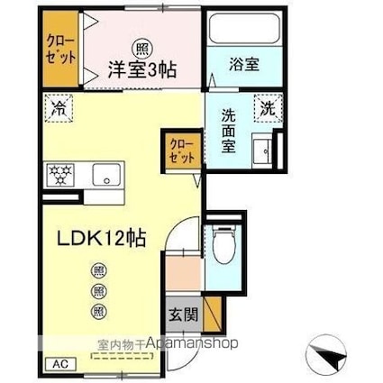 クレスト千波[1LDK/37.67m2]の間取図
