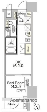 ＪＰｎｏｉｅ門前仲町[1DK/25.15m2]の間取図